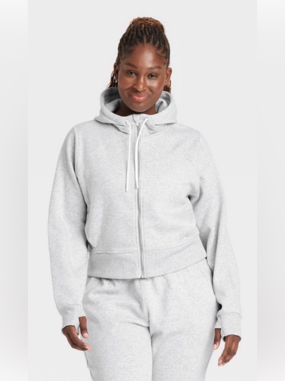 New! Womens full zip fleece hoodie all in motion Heather gray 4X